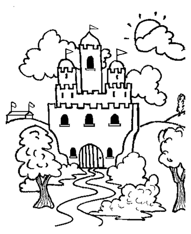 Castle Landscape Coloring Pages | Coloring