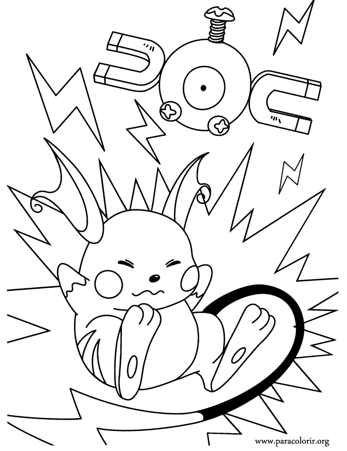 Pokémon - Raichu and Magnemite coloring page