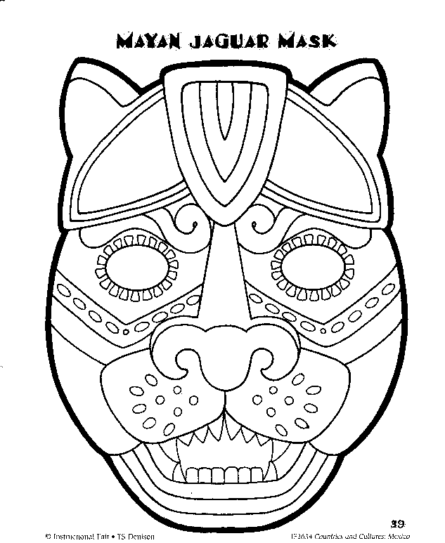 Printable mayan jaguar mask DUŠAN ČECH