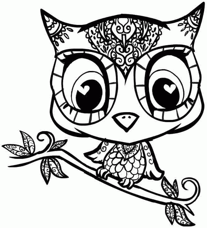 Animal Owl Coloring Sheets Printable Free For Kids & Girls 7602#