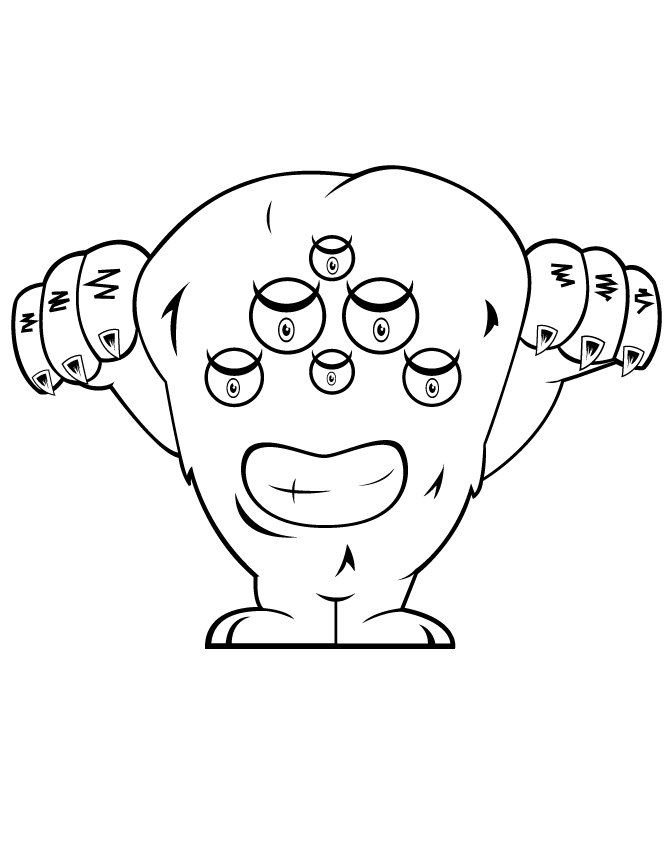 Six Eyed Monster Coloring Page | HM Coloring Pages