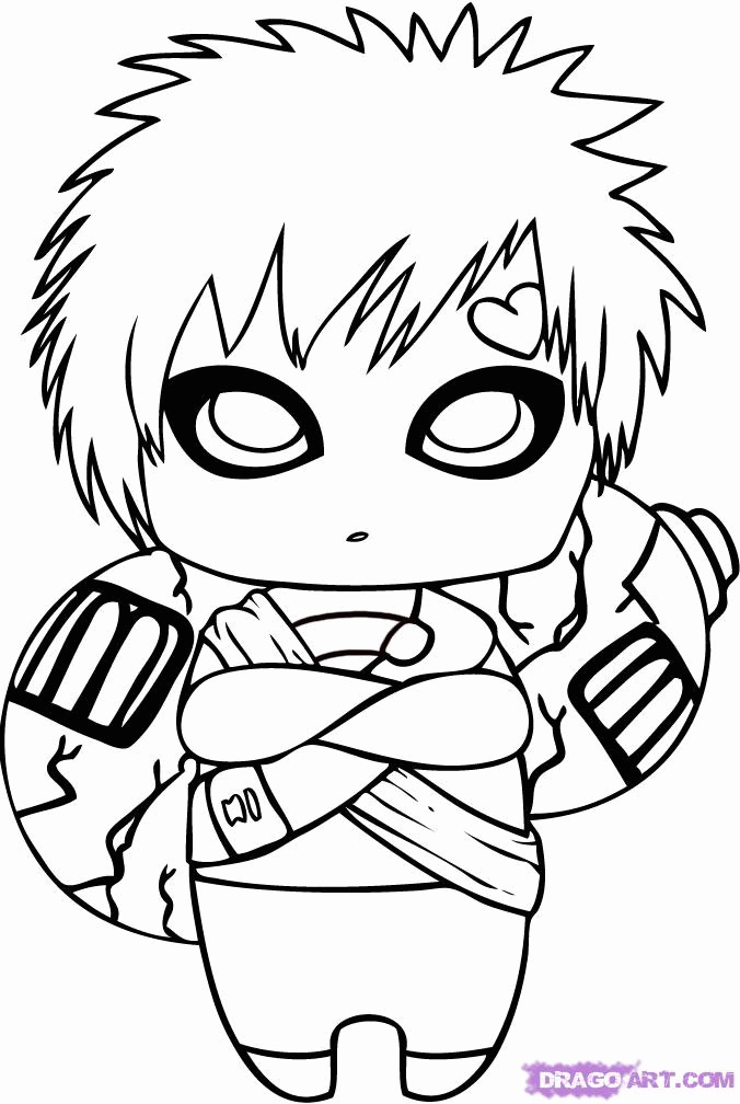 How to Draw Chibi Gaara, Step by Step, Chibis, Draw Chibi, Anime 