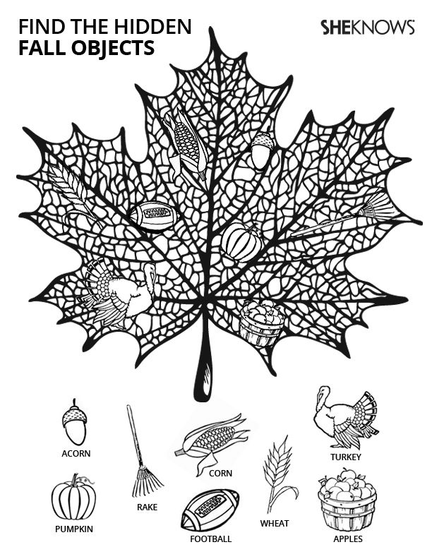 Hidden fall objects - Free Printable Coloring Pages