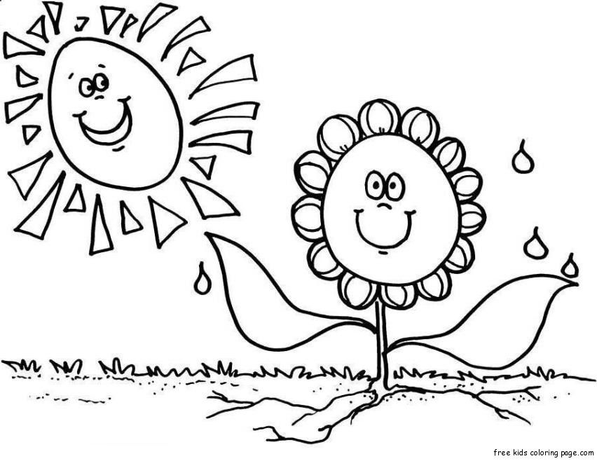 Print out Spring flower Sunflower Coloring Pages - Free Printable 