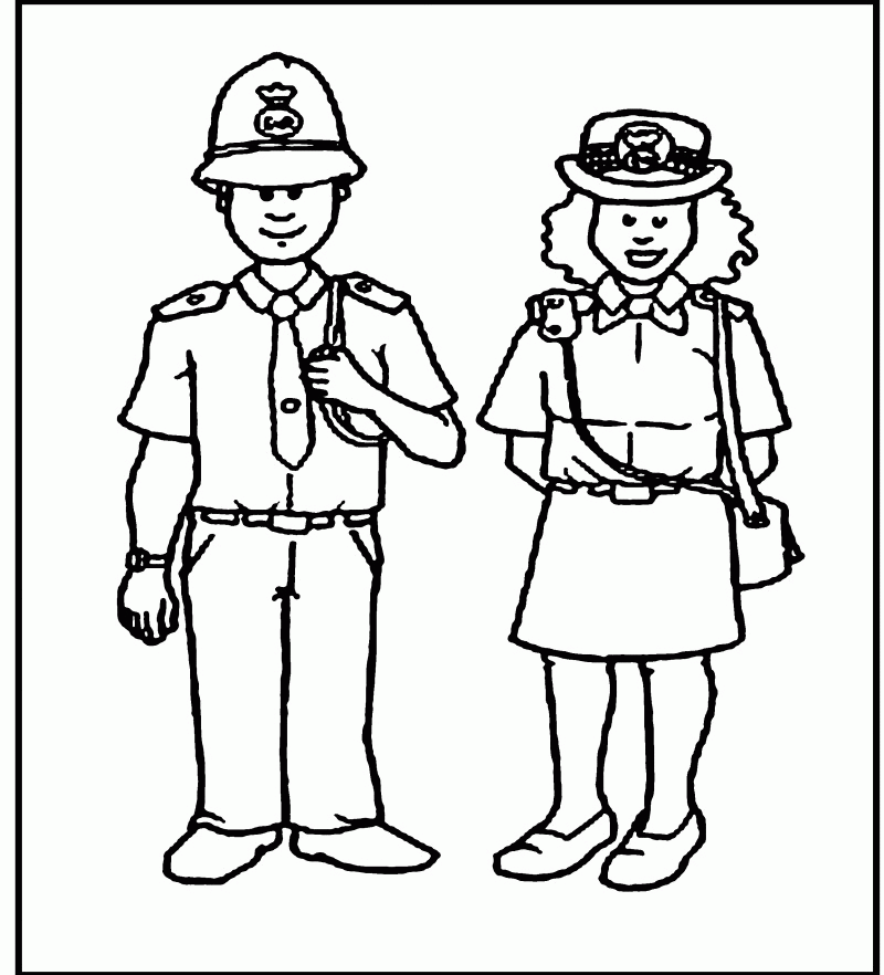 Police Women And Policeman Officer Coloring For Kids - Kids 
