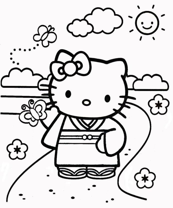 hello kitty cooking Colouring Pages