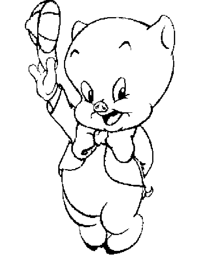 Greet Porky Pig Coloring Pages - Looney Tunes Cartoon Coloring 