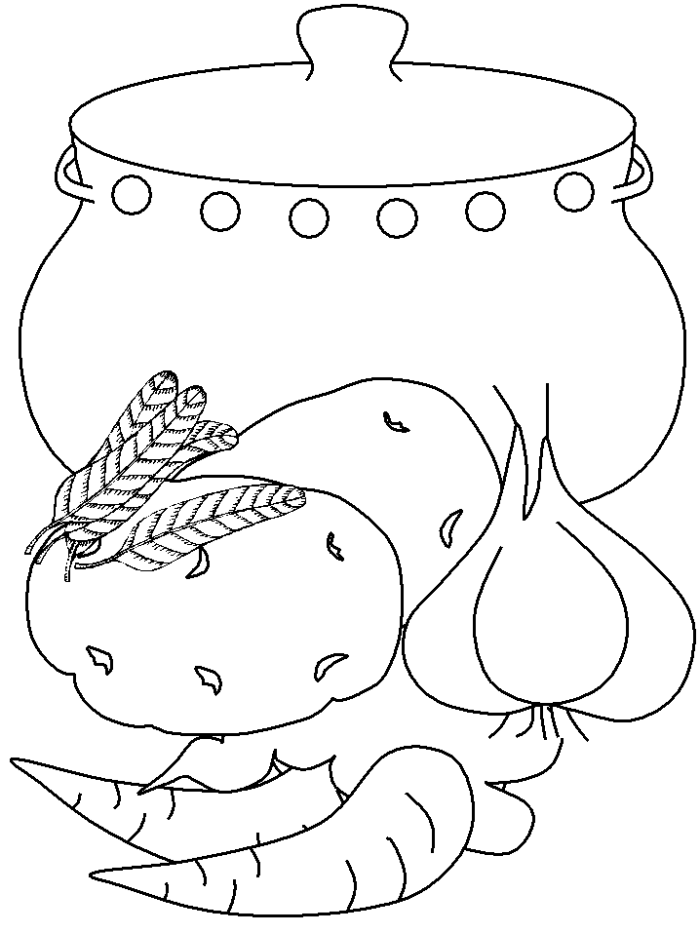 Many Vegetables Food Contain Fiber Coloring Pages - Vegetables 
