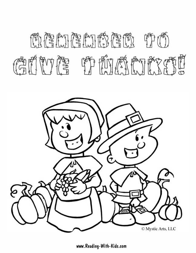 Pilgrims And Indian Coloring Page