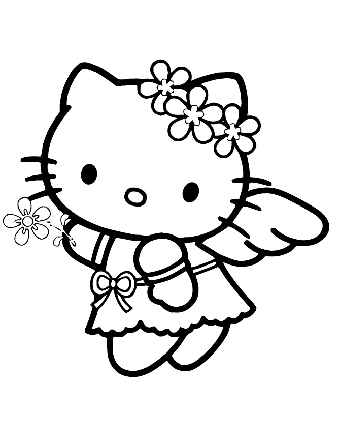 Angel Hello Kitty Coloring Page | HM Coloring Pages