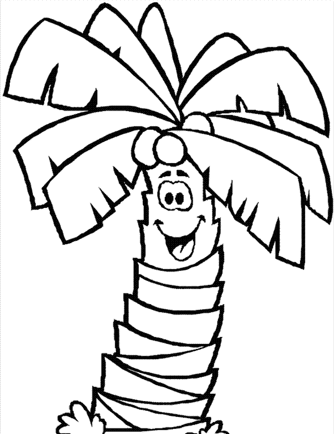 Coconut Trees Are Smiling Coloring Pages - Trees Coloring Pages 