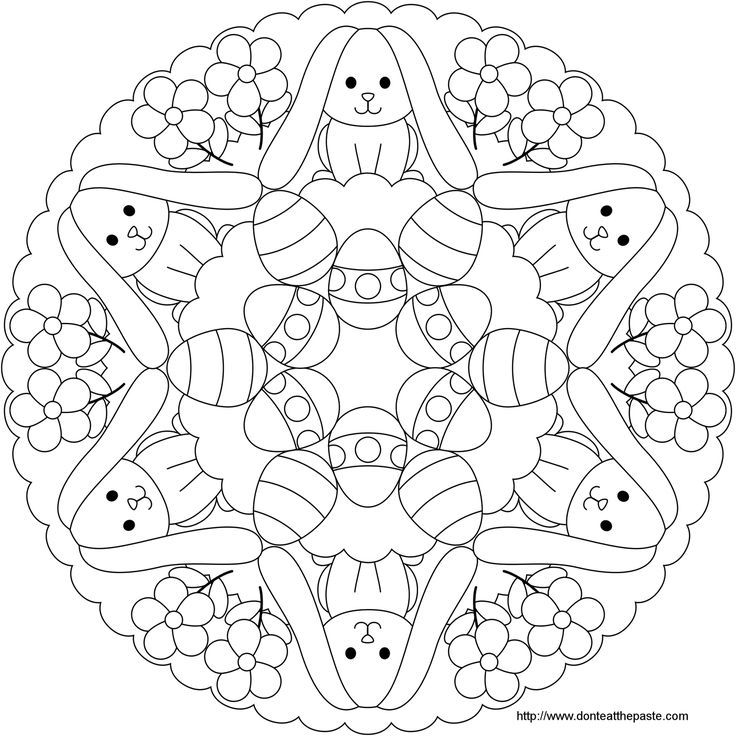 Easter Bunny and egg mandala to color | Coloring Patterns