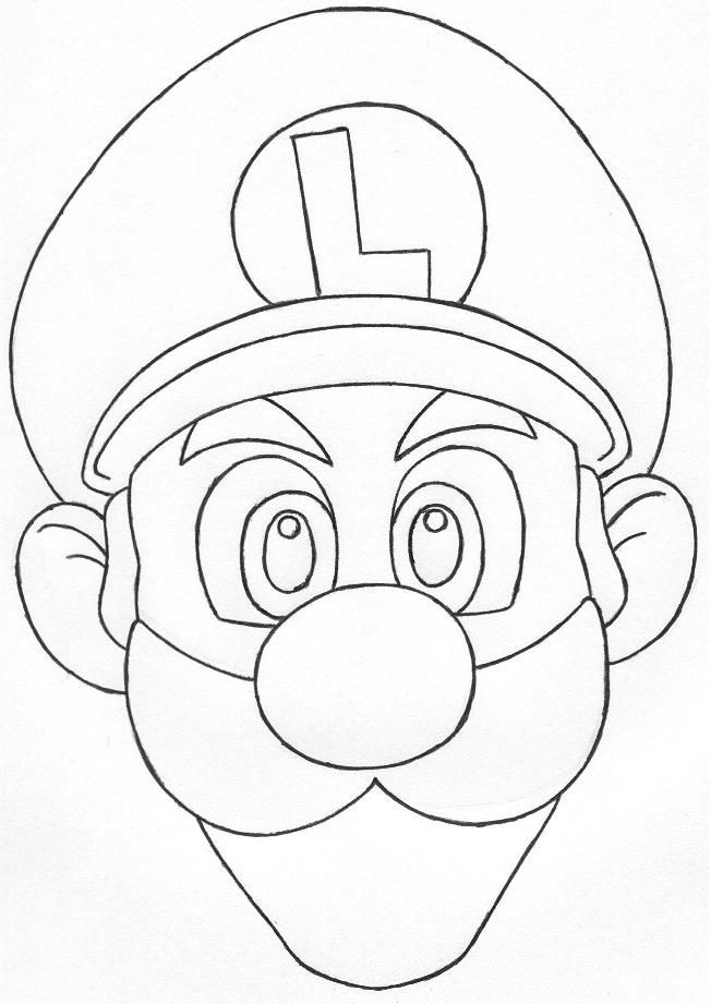 Gallery For > Luigi Face Coloring Page
