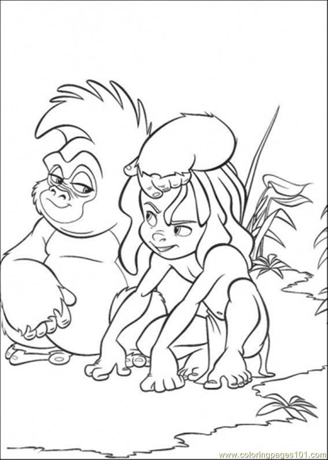 Coloring Pages Mowgli Follows The Monkey (Cartoons > The Jungle 