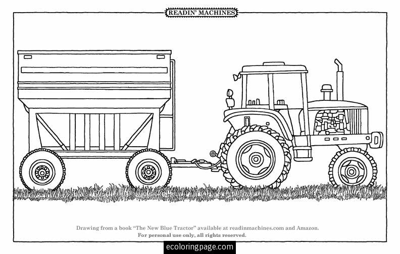 Tractor with Trailer coloring page