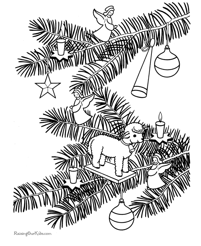 Angel Christmas Tree Ornaments Coloring Pages Free