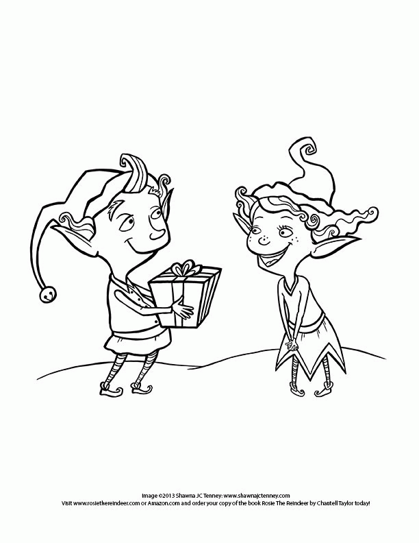 Shawna JC Tenney: Rosie the Reindeer Coloring Page: Christmas Elves!