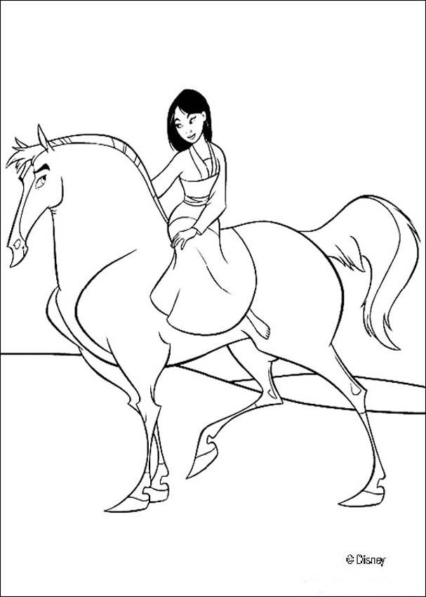 Princess Mulan And Horse Coloring Pages - Disney Coloring Pages 