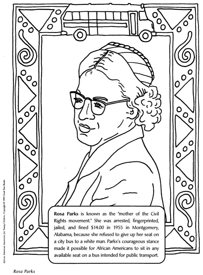 Rosa parks - mother of civil rights movement coloring page