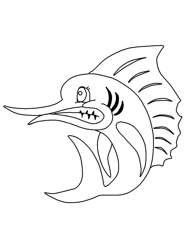 Printable Ocean Swordfish Animals Coloring Pages 