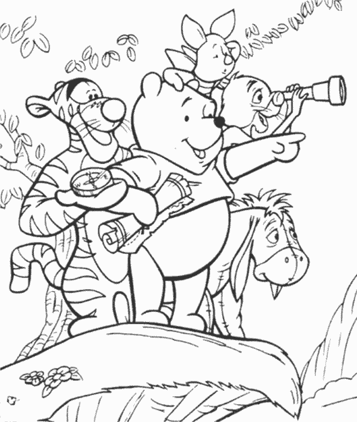 Pooh and Friends Surviving in The Jungle Coloring Page | Kids 