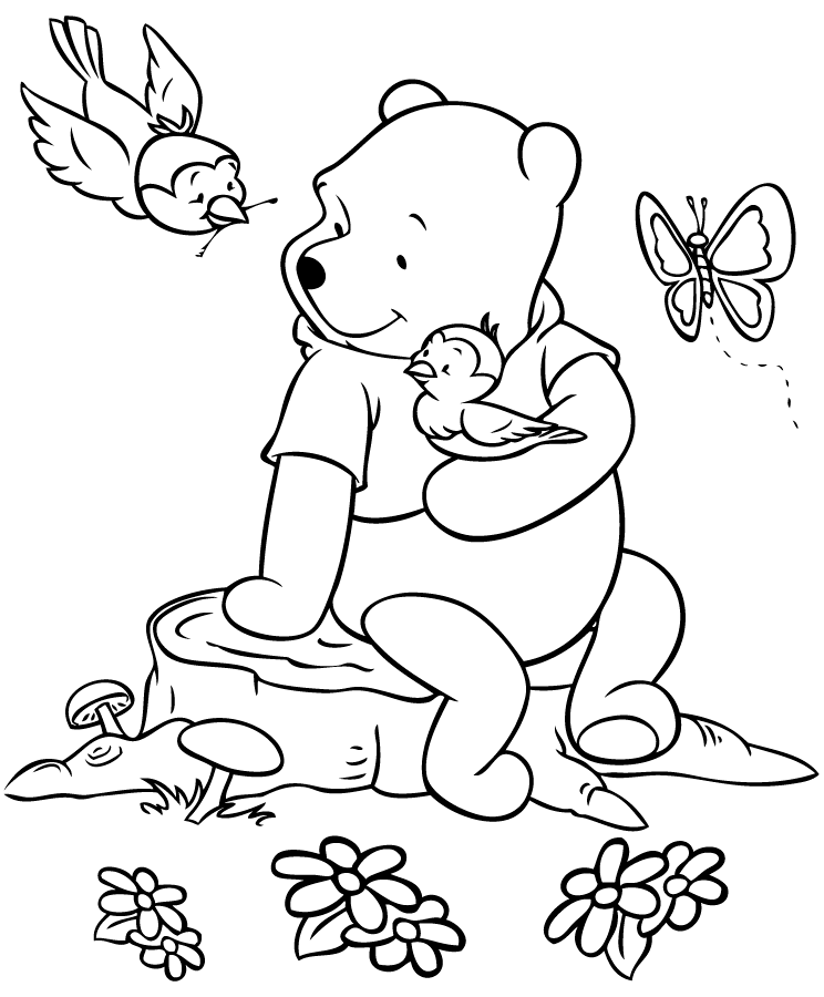 Popular Character Free Coloring Activity: Winnie the Pooh: Playing 