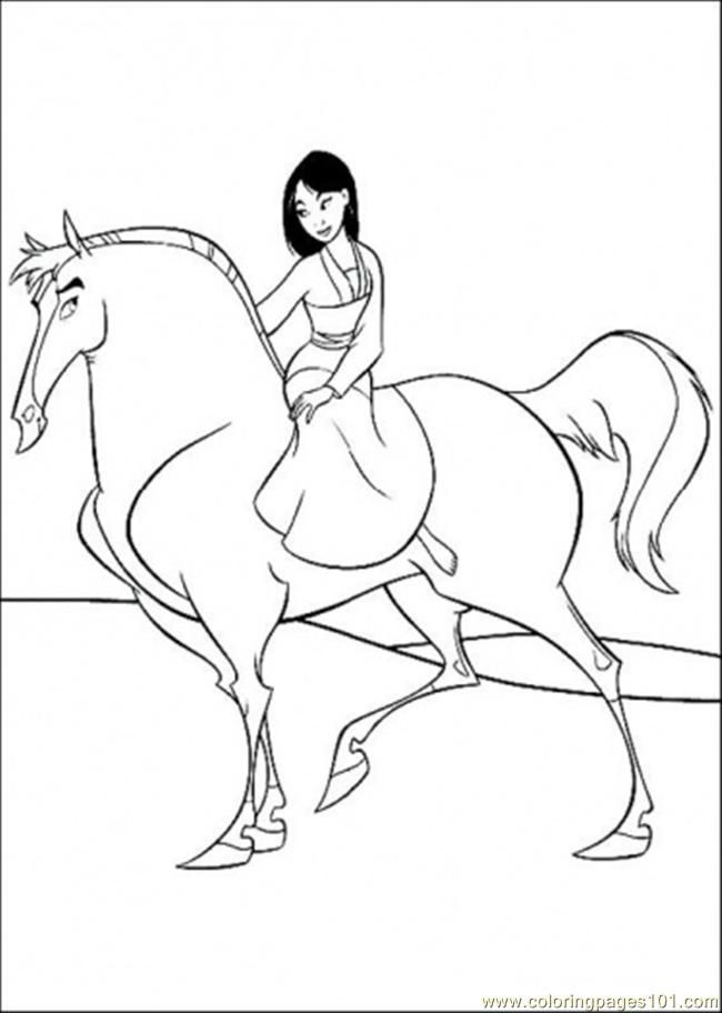 Coloring Pages Mulan Is Riding Her Horse (Cartoons > Others 
