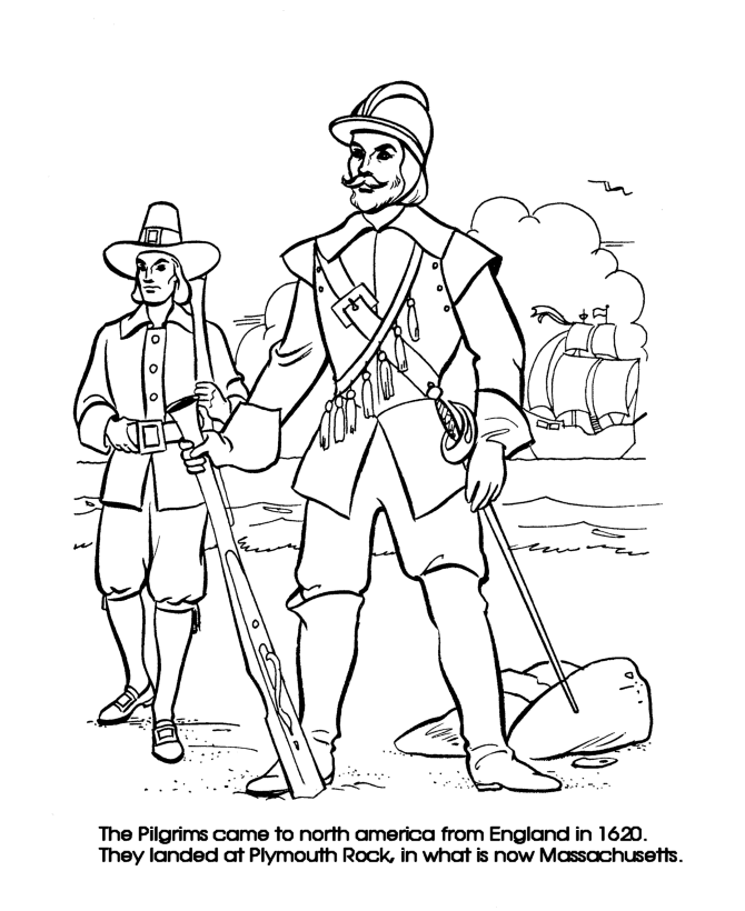 Pilgrim Thanksgiving Coloring Page Sheets - Pilgrim Leaders 