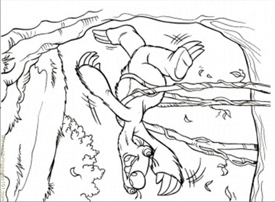 Coloring Pages Flying Sid (Cartoons > Ice Age) - free printable 