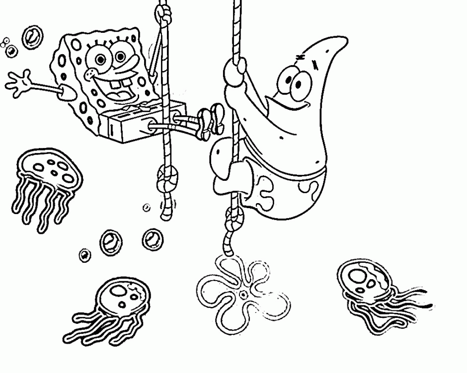 Sponge Bob Square Pants Playing Coloring Pages Download Free 