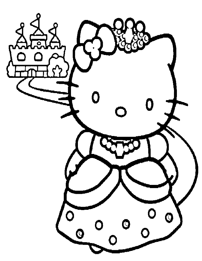 Hello Kitty And A Nice Castle Coloring Page - hello kitty Coloring 