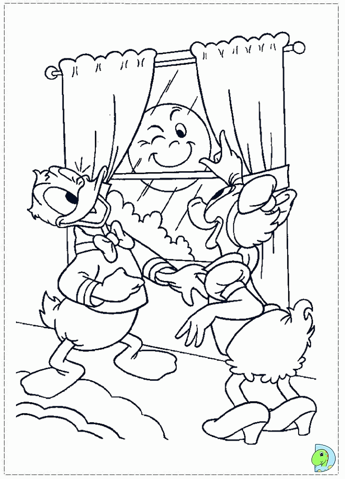 Donald and Daisy as Hawaiian Coloring Page Printable Disney 