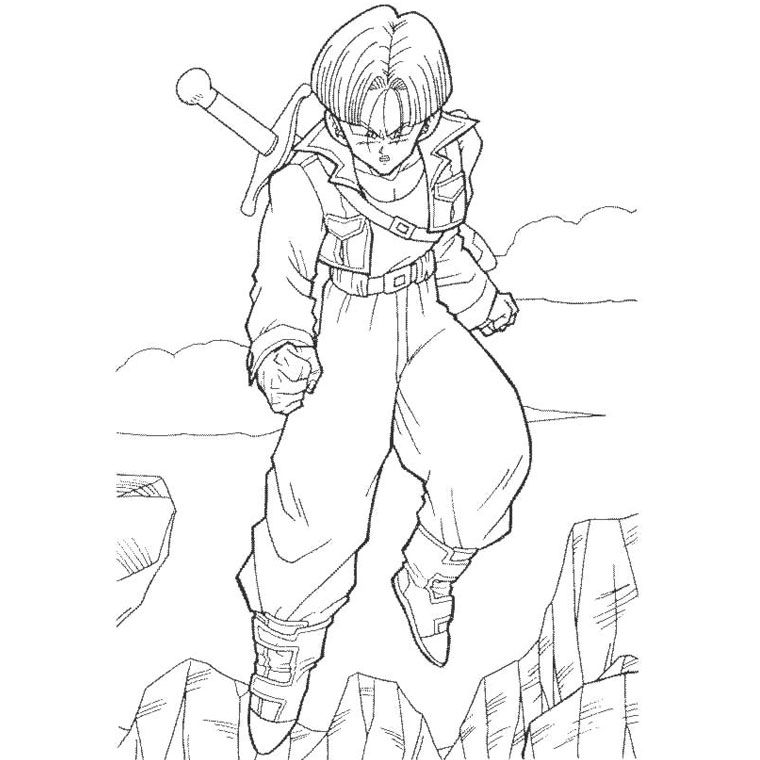 Coloriage Dragon Ball Z Trunk a Imprimer Gratuit