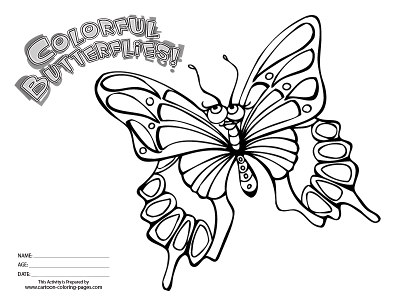 Cartoon Coloring Coloring Pages Of Butterfly : cartoon butterfly 