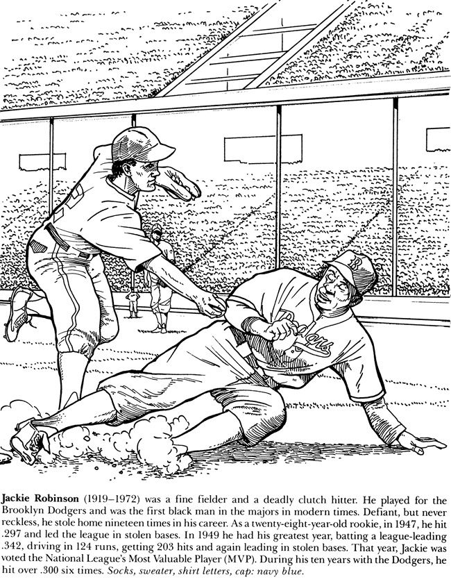 Jackie Robinson Coloring Sheet | school - history - Baseball | Pinter…