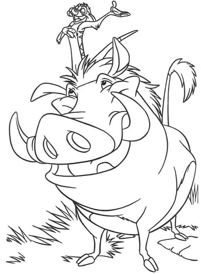 Print Timon And Pumbaa The Lion King Coloring Page or Download 