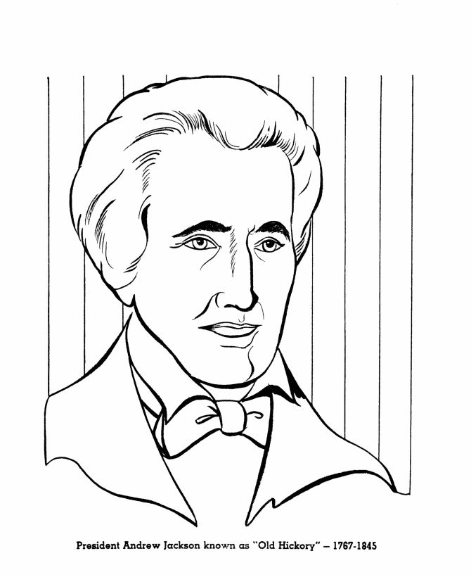Presidents' Day coloring pages - President Andrew Jackson coloring 