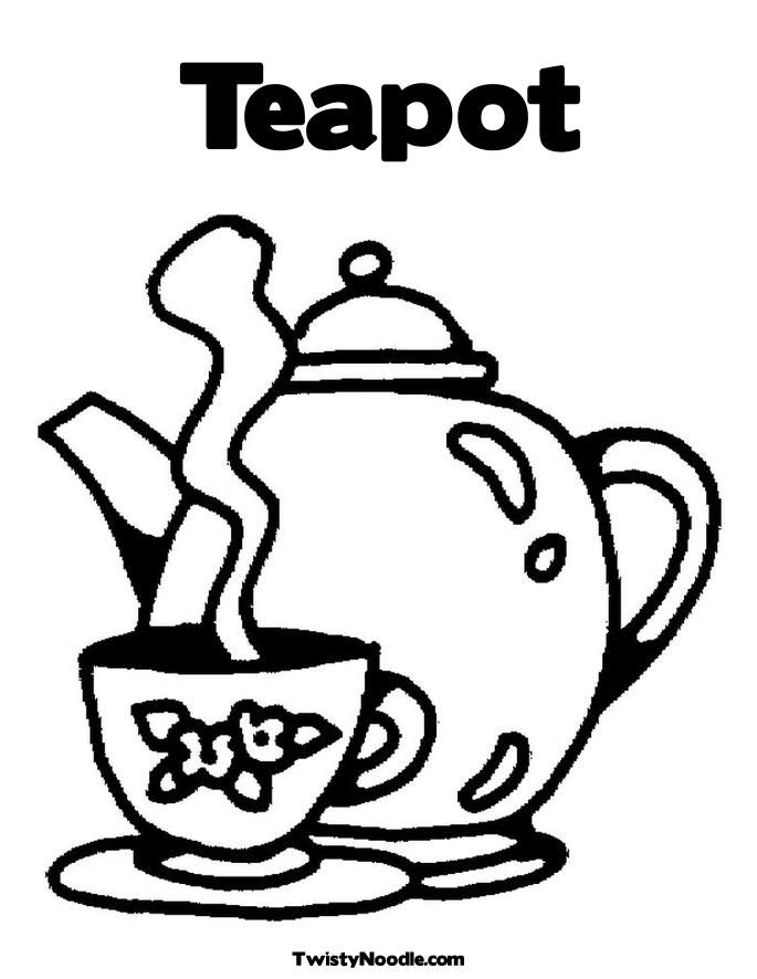 Teapot and Tea Cup Colouring Pages (page 2)