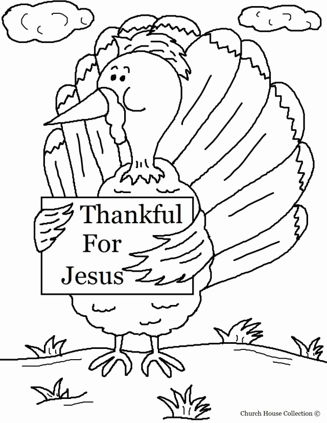 Print Turkey Holding Sign Thankful For Jesus Coloring Page Ideas 