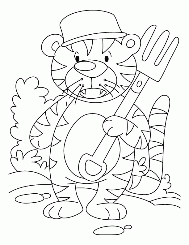 Farmer tiger coloring pages | Download Free Farmer tiger coloring 