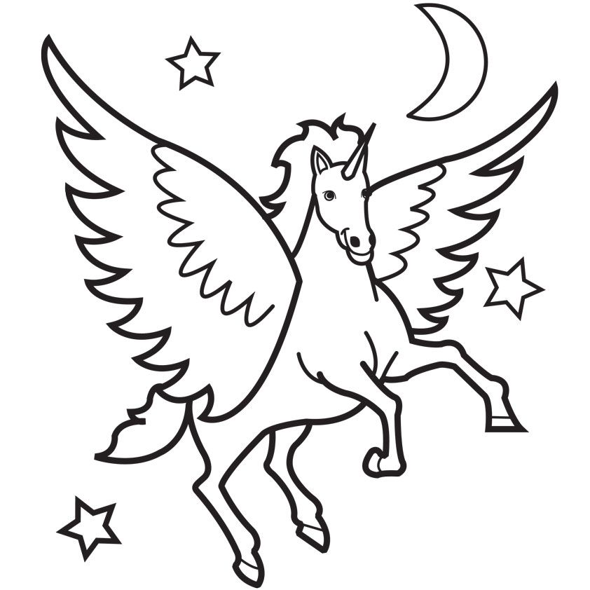 Winged Unicorn Coloring Pages
