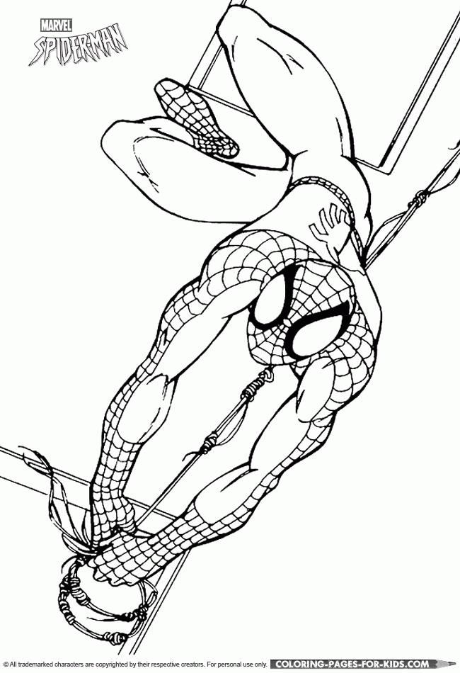 Spiderman Coloring - Swinging Spiderman