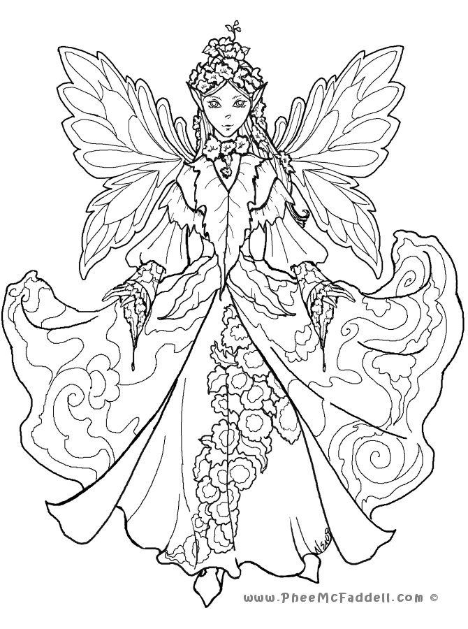 Detailed Fairy Coloring Page
