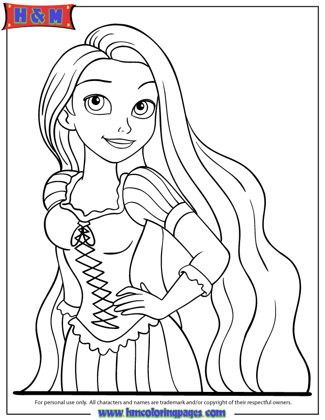 Rapunzel From Tangled Cartoon Coloring Page | Free Printable 