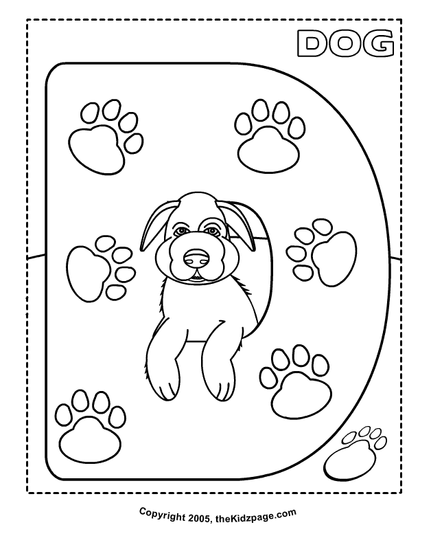 D is for Dog - Free Coloring Pages for Kids - Printable Colouring 
