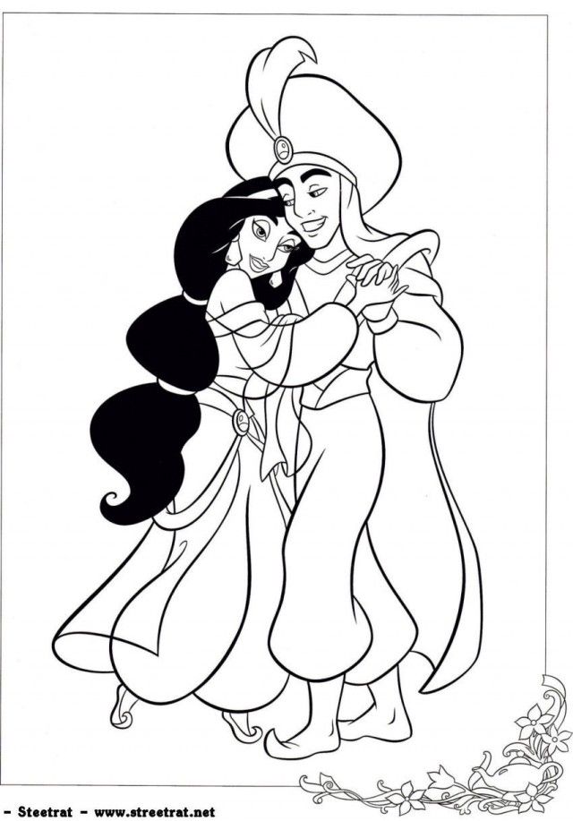 Aladdin Coloring Pages Dancing Princess Jasmine Disney Aladdin 