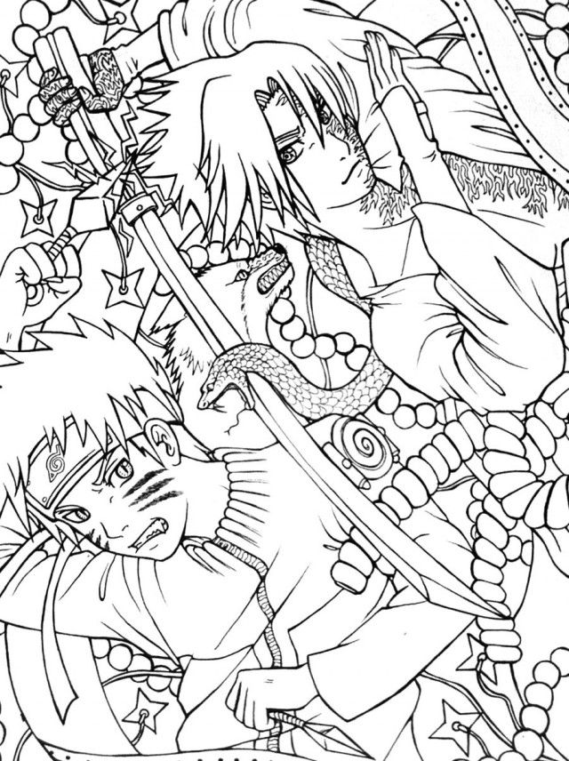 Printable Naruto Shippuden Vs Sasuke Final Battle Coloring Page 