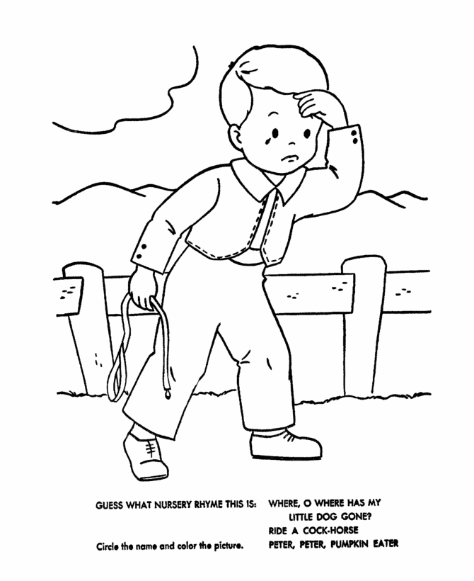 BlueBonkers: Nursery Rhymes Quiz Coloring Page Sheets - Oh Where 