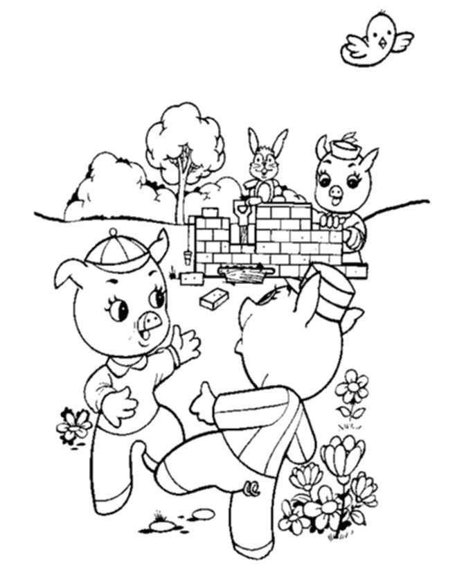 3 little pigs brick house Colouring Pages (page 2)