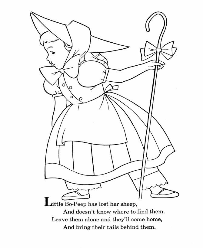 Little Bo peep Colouring Pages